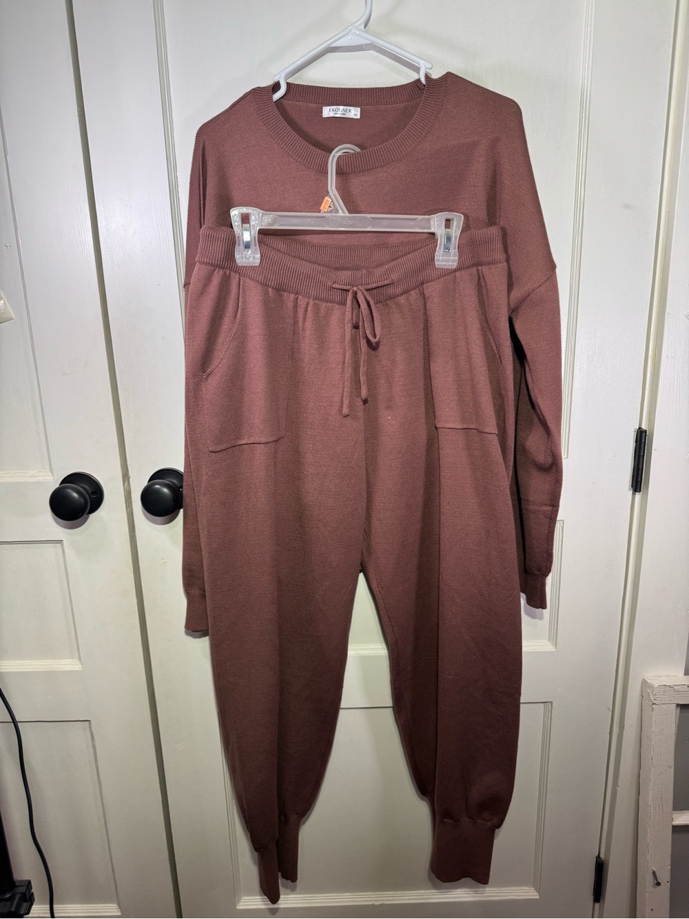 Women's Knit Joggers & Pullover Set - Dusty Mauve
